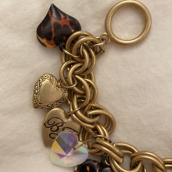 Vintage Betsey Johnson leopard heart locket charm bracelet - Picture 4 of 6